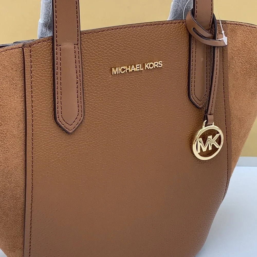 MICHAEL KORS PORTIA SMALL TOTE LUGGAGE COLOR Pebbled leather/ suede - Picture 15 of 16